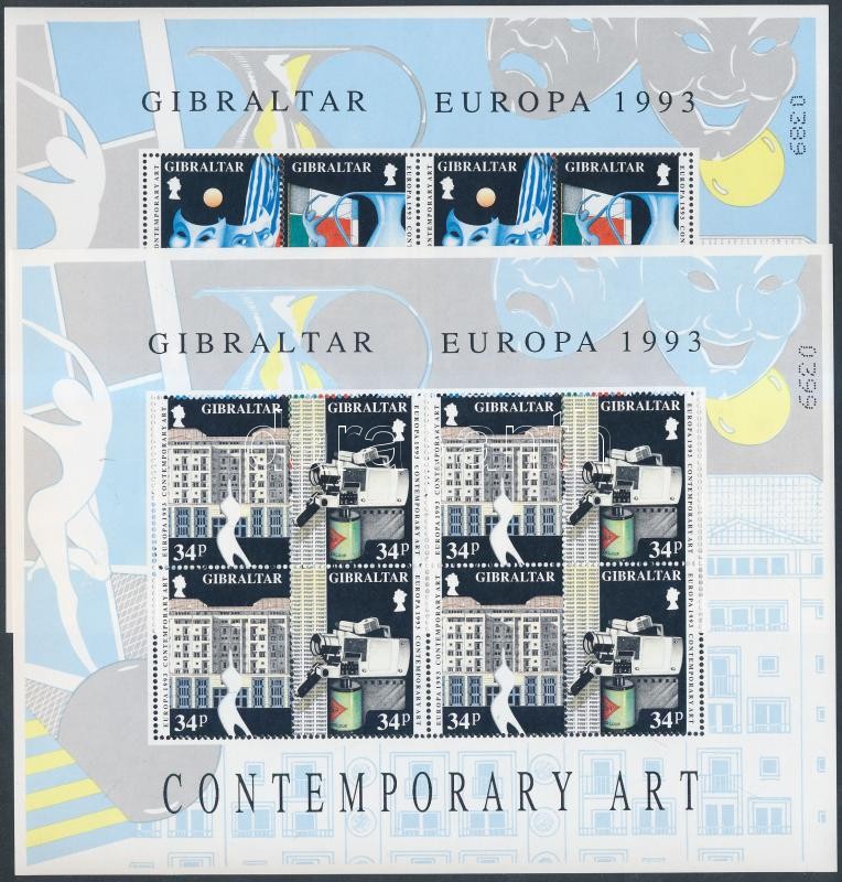 Europa CEPT Contemporary Art minisheet (small gum disturbance on margin), Europa CEPT: Kortárs művészet kisívsor (apró gumihiba és sérülés az ívszélen)