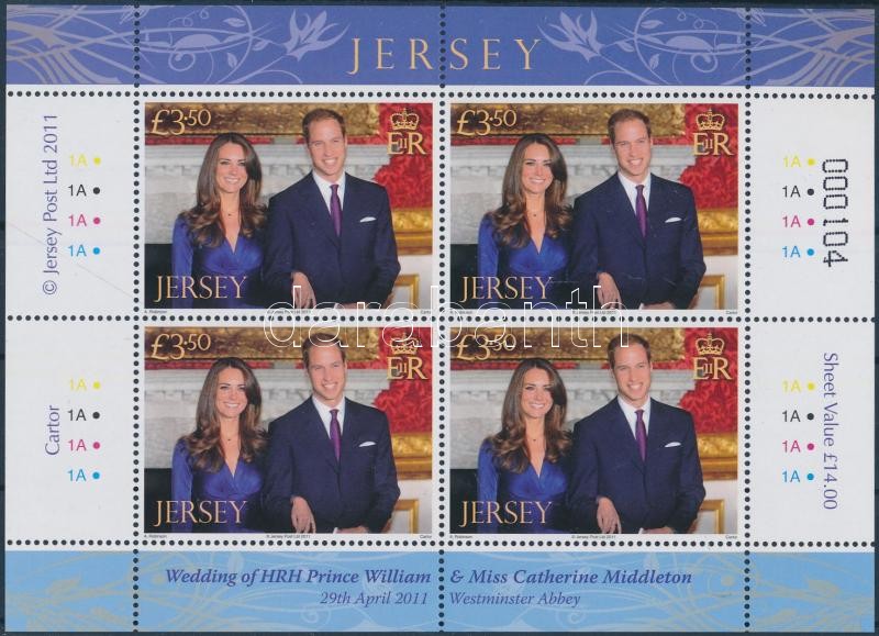 Prince William and Catherine Middleton minisheet, William herceg és Catherine Middleton kisív