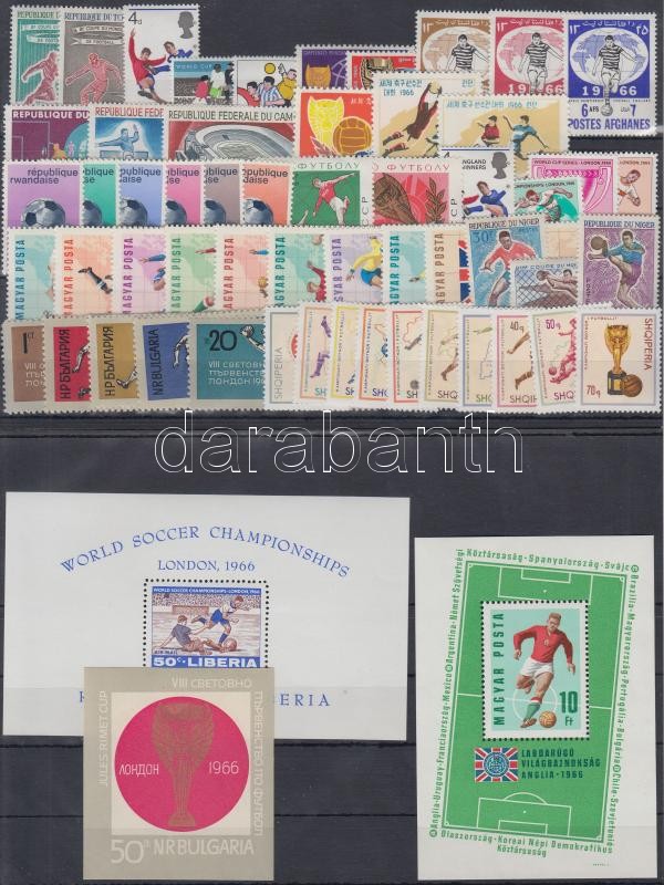 Football World Cup, England 54 stamps with sets + 3 blocks on 2 stock cards, Labdarúgó VB, Anglia 54 db bélyeg, közte teljes sorok + 3 db blokk, 2 db stecklapon