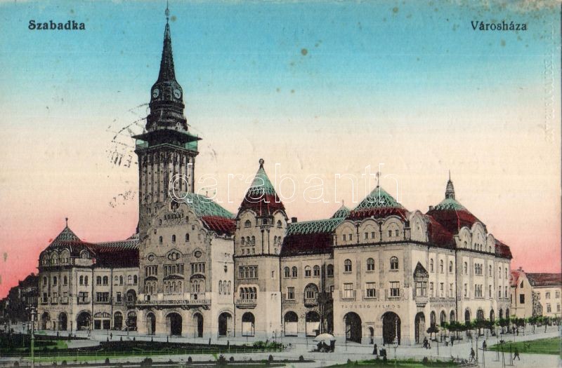 Szabadka városháza, kávéház, Taussig Vilmos üzlete, Subotica, town hall, cefe, shop
