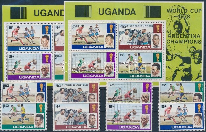 Football World Cup set + overprinted version + 2 blocks, Labdarúgó világbajnokság sor és felülnyomott változat + 2 klf blokk