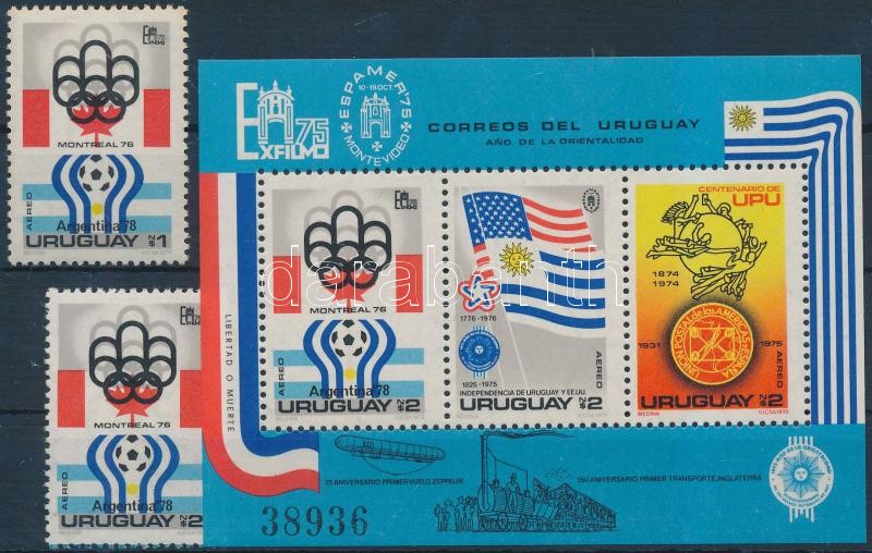 Nemzetközi bélyegkiállítás bélyeg + blokkból kitépett változat + blokk, International Stamp Exhibition stamp + stamp from block + block