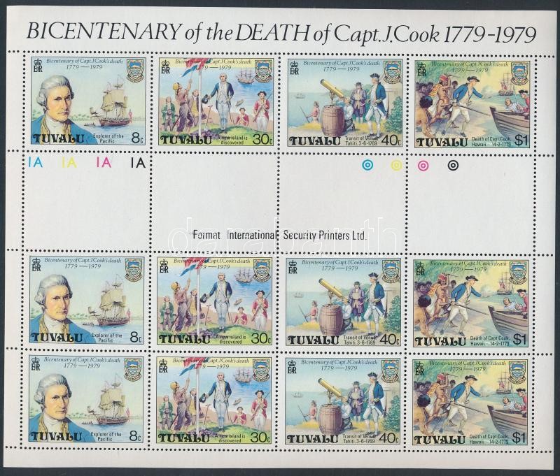 James Cook's 200th death anniversary mini sheet, James Cook halálának 200. évfordulója kisív