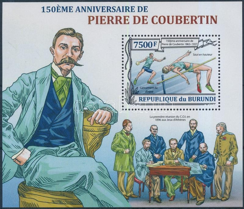 Pierre de Coubertin block, 150 éve született Pierre de Coubertin blokk