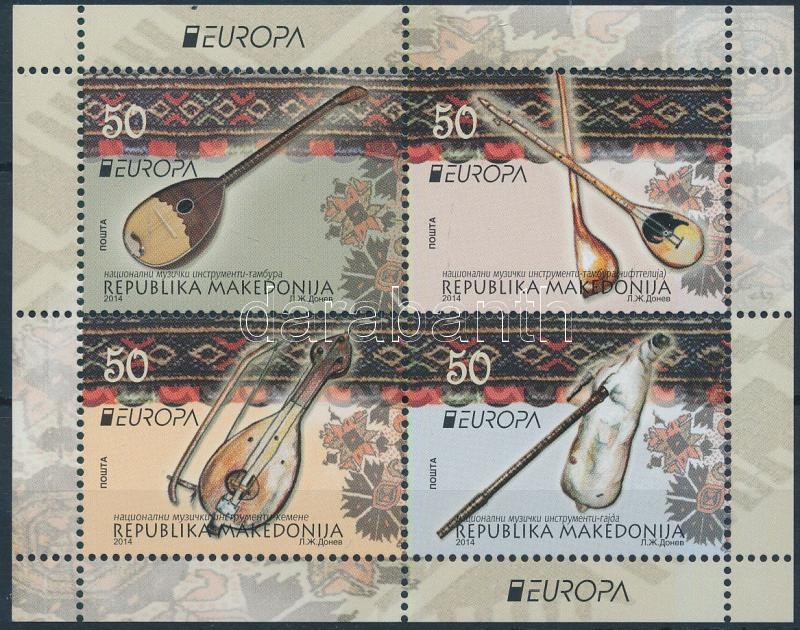 Europa CEPT Hangszerek bélyegfüzet lap, Europa CEPT Musical instruments stamp-booklet sheet