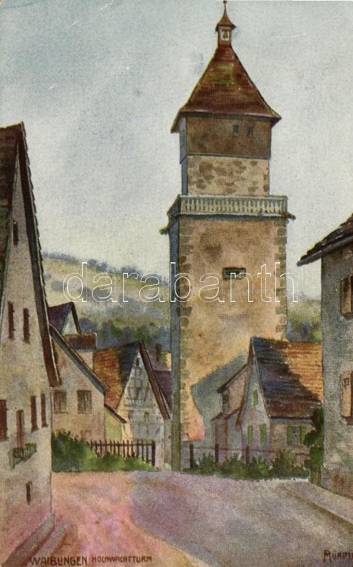 Waiblingen, Hochwachtturm / tower, artist signed
