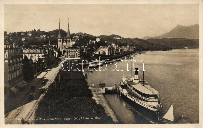 Lucerne, Luzern; church, port, steamship