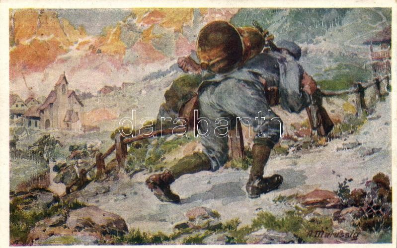 K.u.K. hadsereg, művészeti képeslap, s: A. Marussig, Aus dem goldenen Buche der Armee Serie II. Rotes Kreuz Postkarte Nr. 262. / K.u.K. military art postcard s: A. Marussig