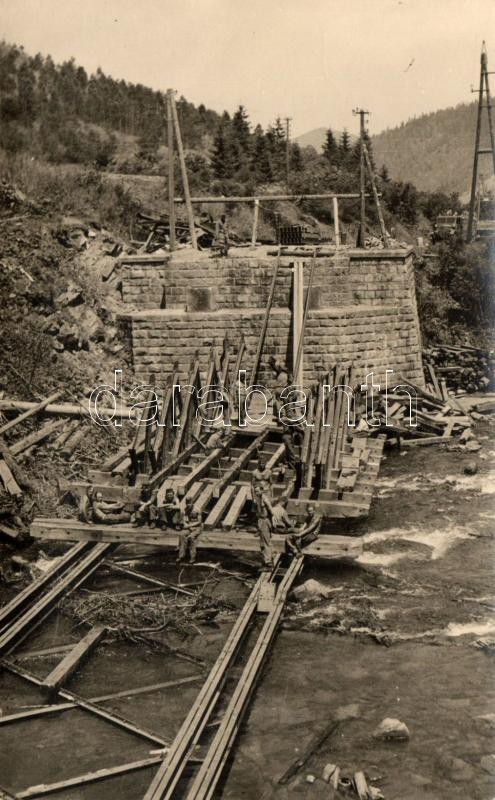 Az első világháború katonai híd építése, katonák, fénykép, WWI Military bridge construction, soldiers, photo