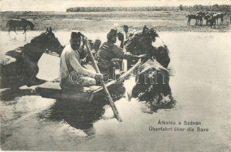 Überfahrt über die Save / Hungarian hussars crossing the River Sava, Átkelés a Száván, magyar huszárok