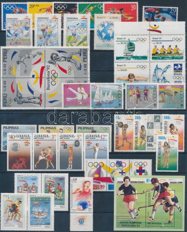 Olympics 42 stamps + 1 block on 2 stock cards, Olimpia motívum 42 db bélyeg és 1 db blokk 2 stecklapon