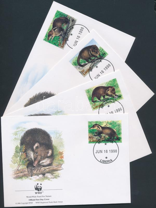 WWF Mongoose set 4 FDC, WWF: manguszta sor 4 FDC-n