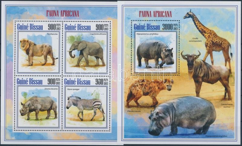 African animals mini sheet 4 values + block, Afrikai állatok kisív 4é + blokk