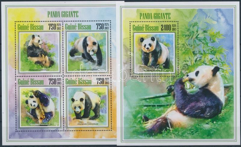 Giant panda mini sheet 4 values +block, Óriás panda 4é kisív + blokk