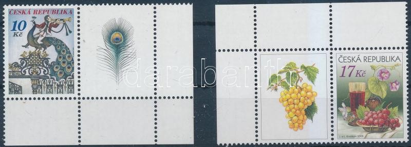 Greetings stamp corner set with coupon + mini sheet set, Üdvözlet bélyeg ívsarki szelvényes sor + kisív sor