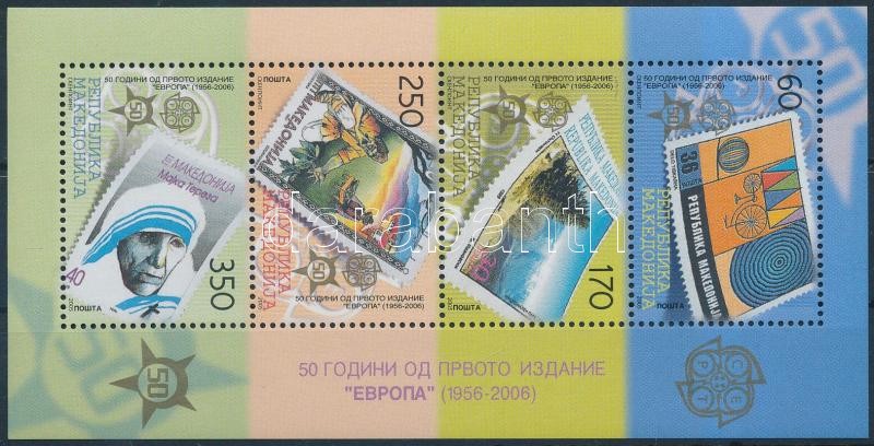 Europa CEPT stamp block, 50 éves Europa CEPT bélyeg blokk