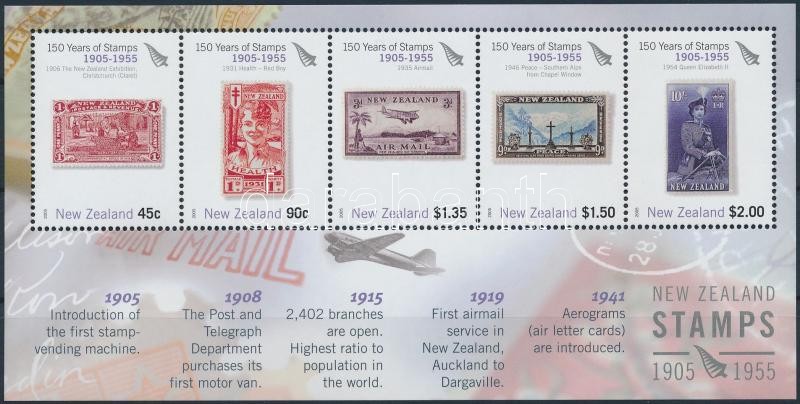 150th anniversary of New Zealand stamp (II) block, 150 éves az új zélandi bélyeg (II.) blokk