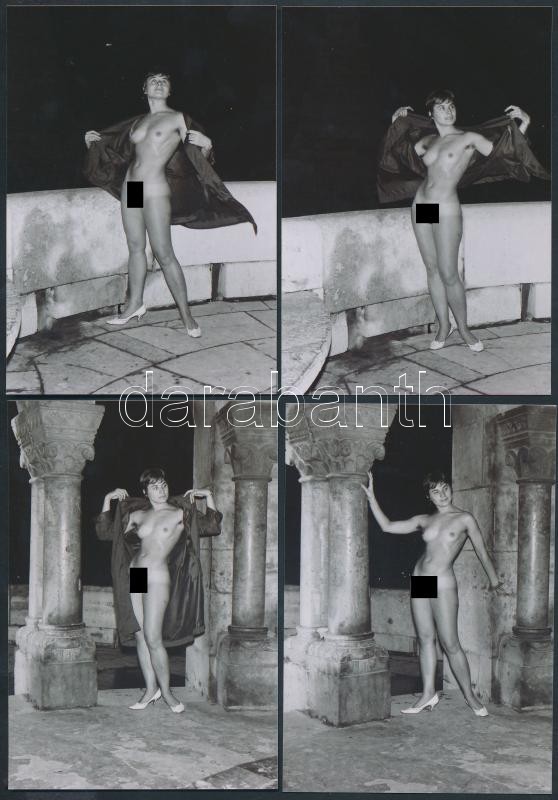 cca 1980 Budapesti turista csalogató, 8 db korabeli negatívról készült modern nagyítás, finoman erotikus képek, 13x9 cm / cca 1980 8 erotic photos, 13x9 cm