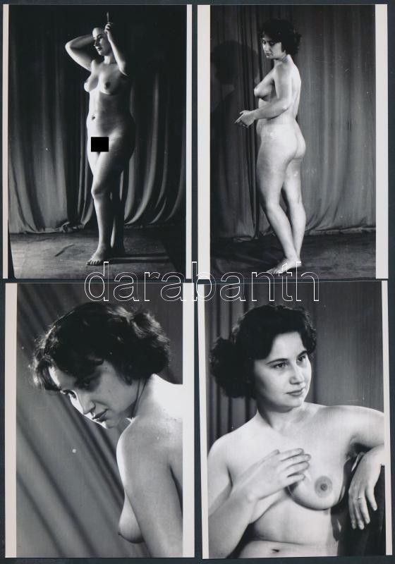 cca 1960 Előadás után a színházban, 8 db korabeli negatívról készült modern nagyítás, finoman erotikus képek, 13x9 cm / cca 1960 8 erotic photos, 13x9 cm