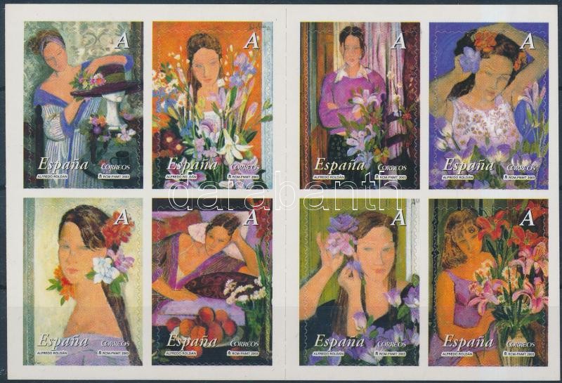 A nő és a virág, festmények öntapadós bélyegfüzet, Paintings self-adhesive stamp booklet