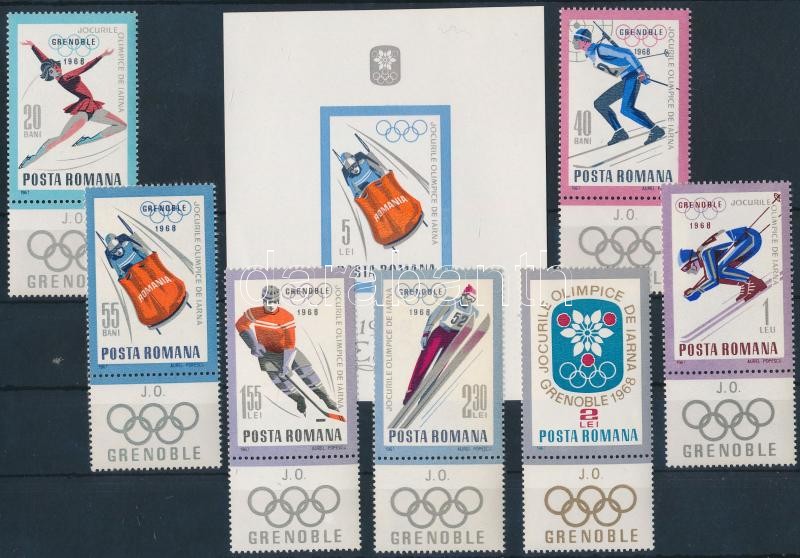 Téli Olimpia '68, Grenoble ívszéli sor + blokk, '68 Winter Olympics, Grenoble margin set + block
