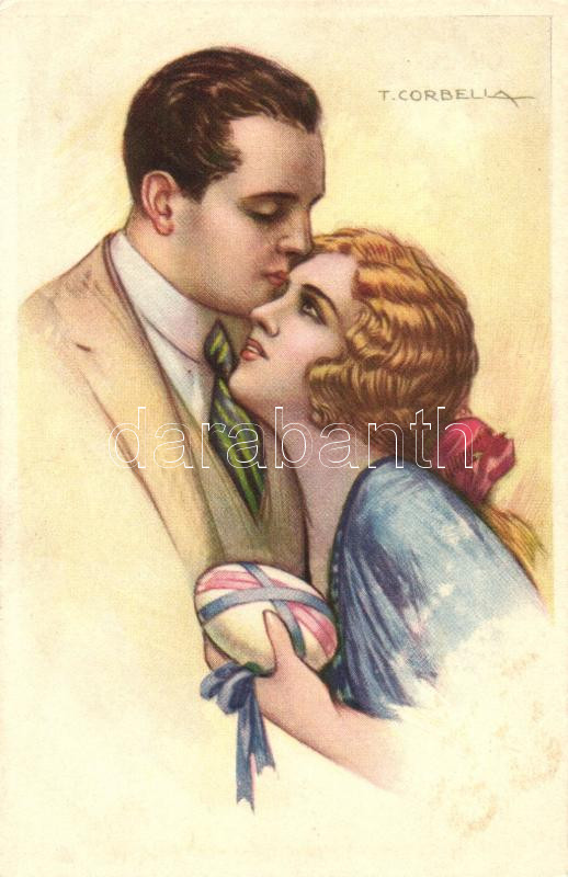 Romantic couple; Italian art deco postcard, Anna & Gasparini 600-3 s: T. Corbella, Szerelmespár; olasz art deco képeslap, Anna & Gasparini 600-3 s: T. Corbella