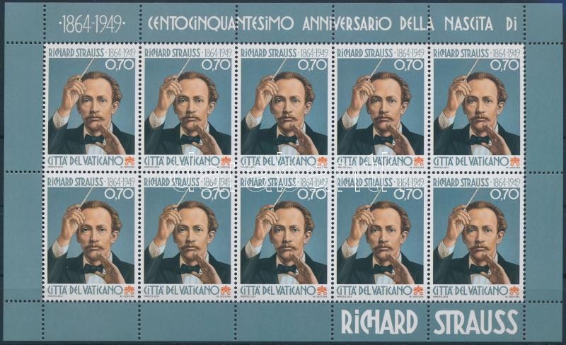 150 anniversary of Richard Strauss born mini sheet, Richard Strauss születésének 150. évfordulója kisív
