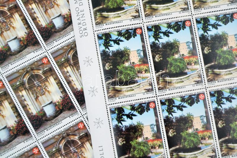 Lovagrend rezidenciája sor (2 érték) teljes ívekben, Residence of Knights set 2 stamps in full sheets