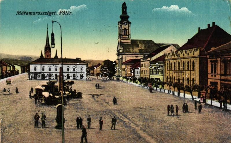 Sighetu Marmatiei, main square, Máramarossziget, Fő tér, 'vissza' So. Stpl