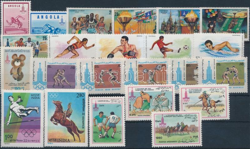 Summer Olympics 7 countries 23 stamps in complete sets, Nyári olimpia 1980 motívum tétel 7 klf ország 23 klf bélyeg teljes sorokban