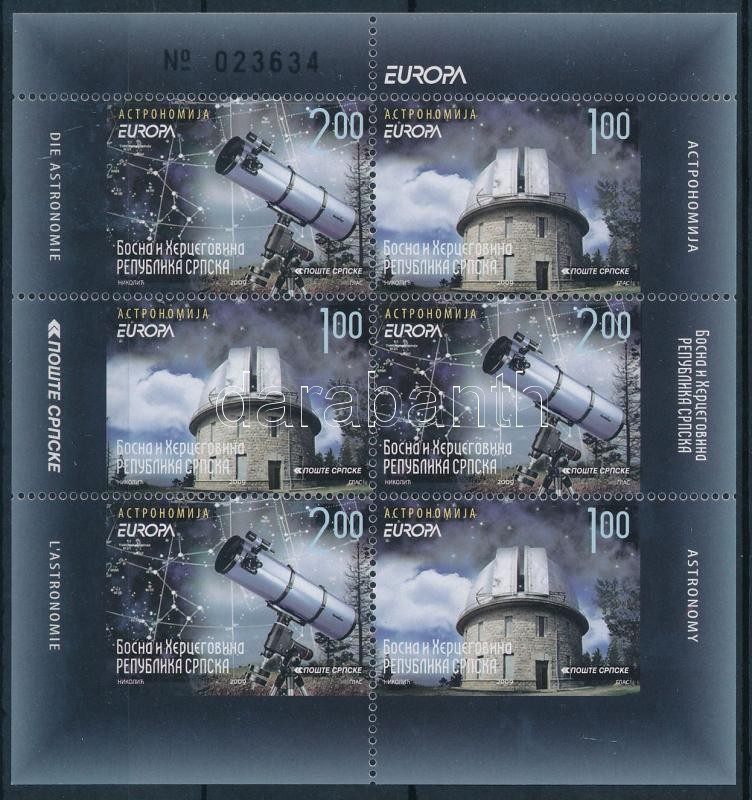Europa CEPT: Astronomy stamp booklet sheet, Europa CEPT: Csillagászat bélyegfüzetlap