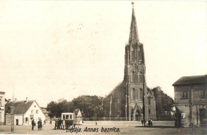 Liepaja, Libau; Annas baznica / church, autobus