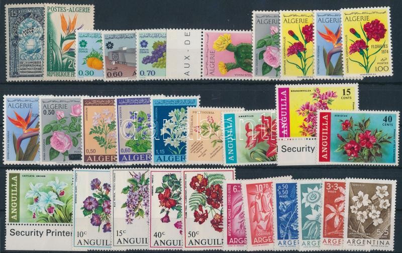 Virág motívum: 1951-1975 14 klf sor + 14 klf önálló érték 2 db stecklapon, Flower 1951-1975 14 sets + 14 individual values