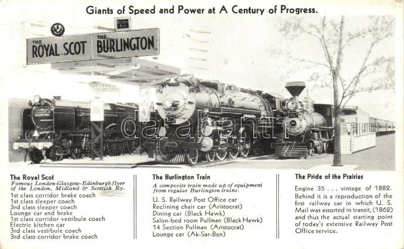 Giants of Speed and Power at a Century of Progress; The Royal Scott, the Burlington and the Pride of the Prairies trains, A Royal Scott, a Burlington és a Prairies Pride vonatok