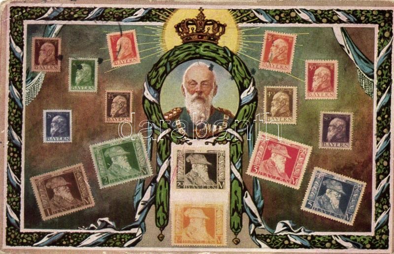 Bavaria, Bayern; set of stamps, Ludwig III., Ottmar Zieher No. 149, Bajorország, bélyeg sor, III. Lajos bajor király, Ottmar Zieher No. 149