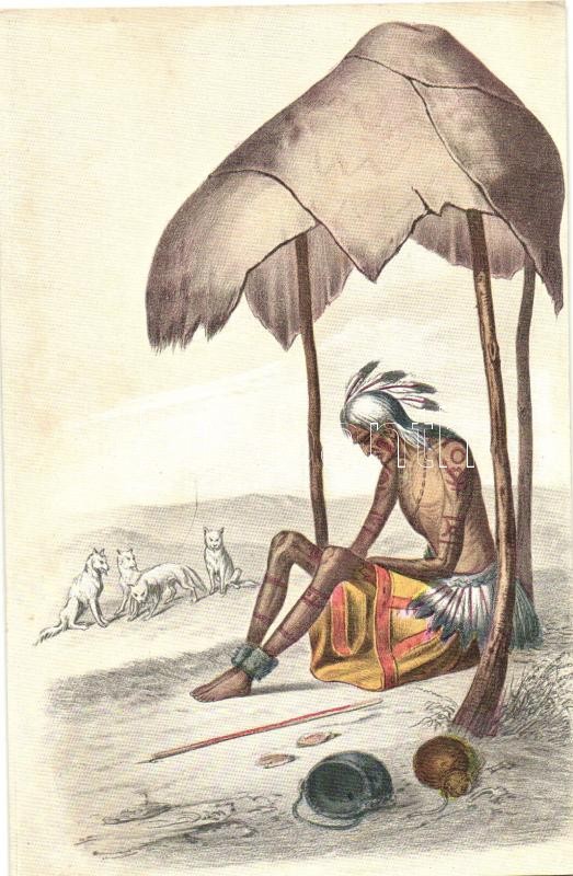 Alter  Indianer von seinem Stamm verlassen und dem Untergang preisgegeben / Old Indian folklore, Basler Missionsbuchhandlung Nr. 10., Régi indián folklór, Basler Missionsbuchhandlung Nr. 10.