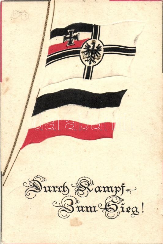Német zászlók, dombornyomott, Durch Kampf Zum Sieg! / German flags, Emb.