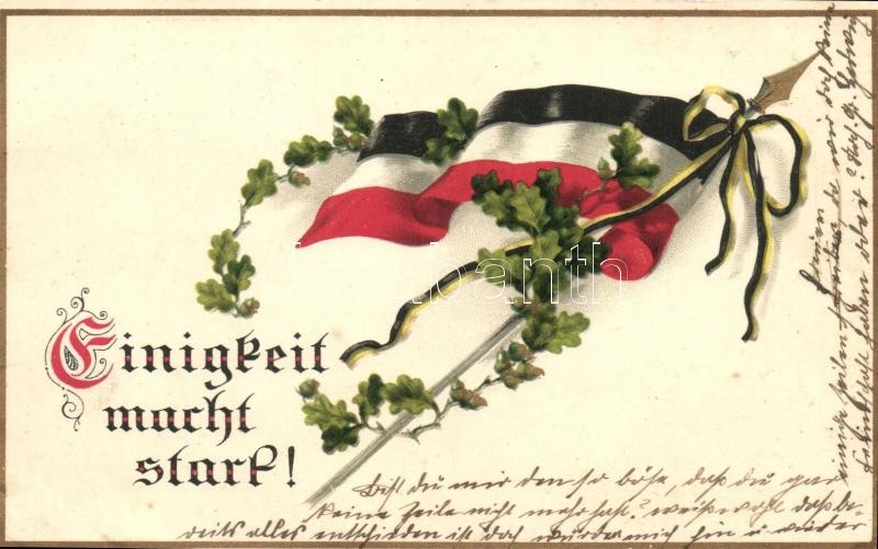 Német zászló, M.S.i.B. 242. litho, Einigkeit macht start! / German flag, M.S.i.B. 242. litho