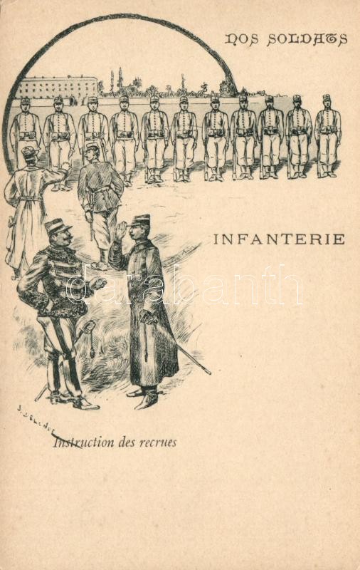 Nos soldats, Infanterie, Instruction des recrues / WWI French military, infantrymen, recruit training, I. világháború, francia gyalogság, újoncok kiképzése