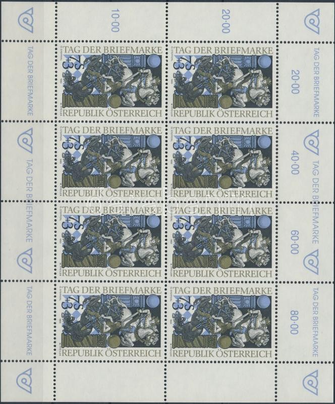 Bélyegnap középen hajtott kisív, Stamp Day mini sheet (folded in the middle)