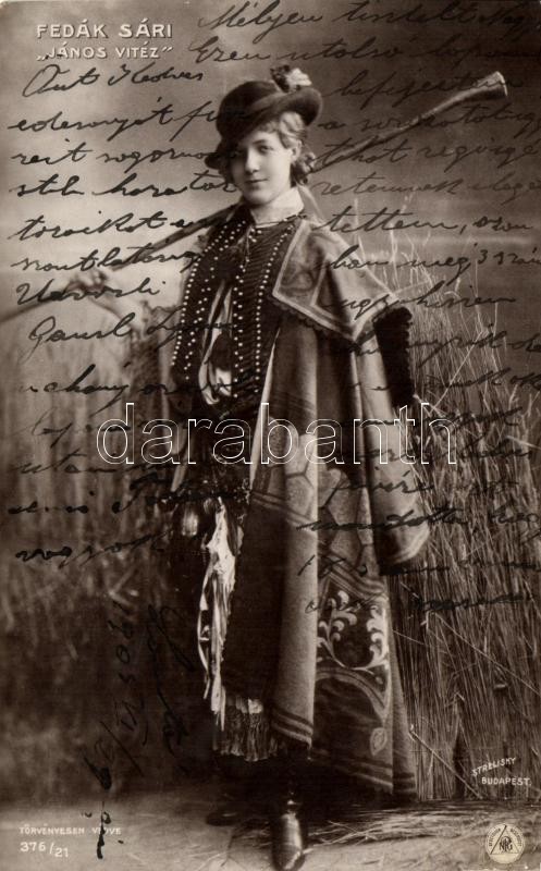 Fedák Sári; Hungarian actress, Strelisky No. 376/21. ( worn edges), Fedák Sári; 'János Vitéz', Strelisky No. 376/21. (kopott sarkak)