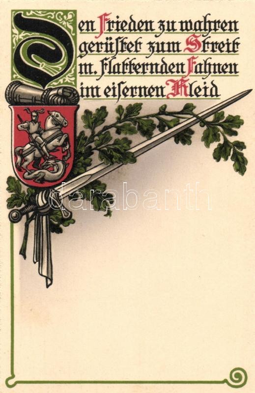 German coat of arms, sword, military propaganda, litho, Címer és kard, német katonai propaganda, litho