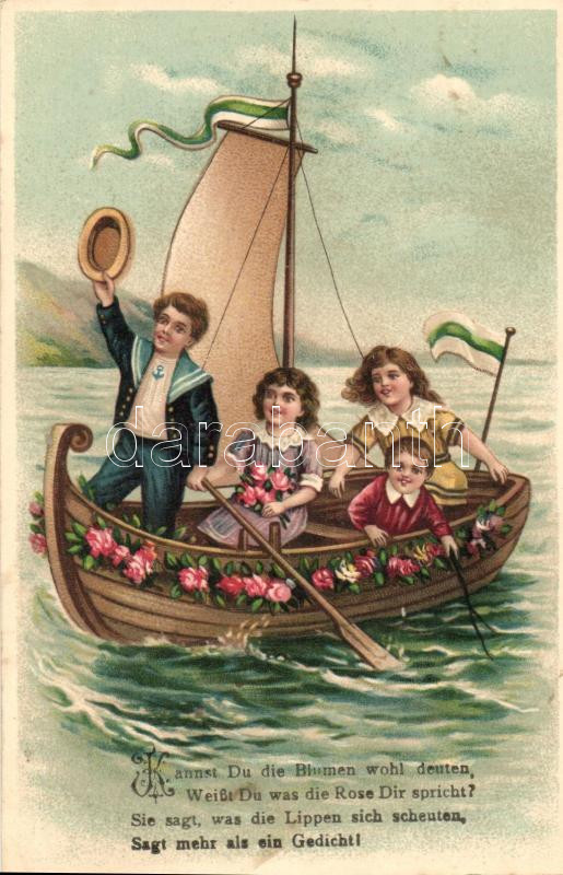 Children in sailing ship, G.G.K. No. 709. litho