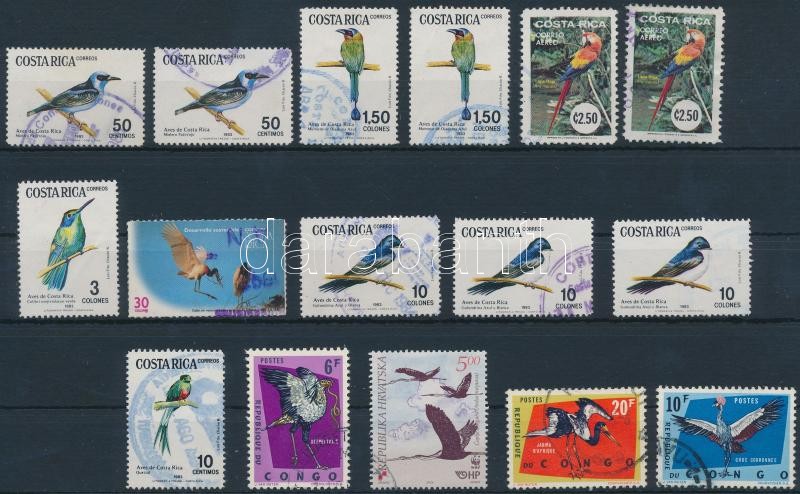 Madár motívum 1960-2004 35 db bélyeg 2 stecklapon, Bird motive 1960-2004 35 stamps