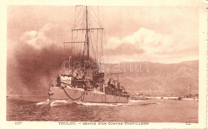 Toulon, Sortie d'un Contre-Torpilleur / WWI French destroyer, battle ship, Első világháborús francia romboló, hadihajó