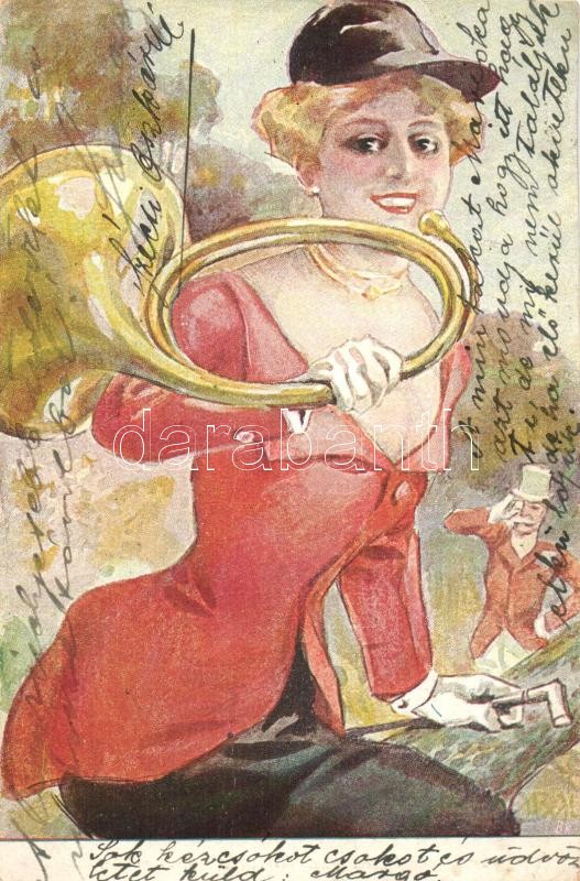 Hunter lady, Wiener kleines Witzblatt No. 34., Vadászó hölgy, Wiener kleines Witzblatt No. 34.