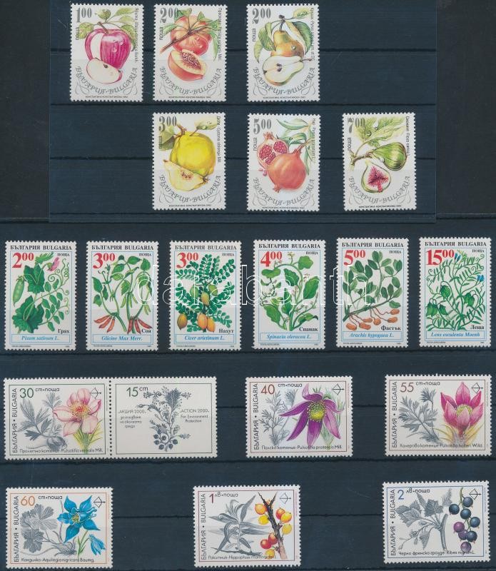 1991-1993 Növények 3 klf sor (2 db stecklapon), 1991-1993 Plants 3 sets