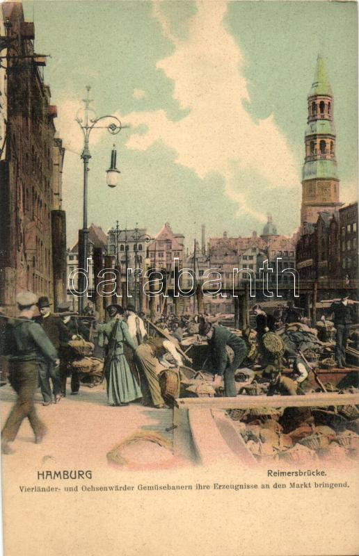 Hamburg, Reimersbrücke / bridge, vegetable farmers taking their products to the market