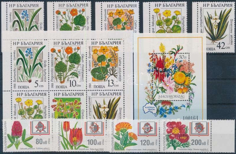 Flower 1988-1997 2 set + mini sheet + block, Virág motívum 1988-1997 2 klf sor + kisív + blokk