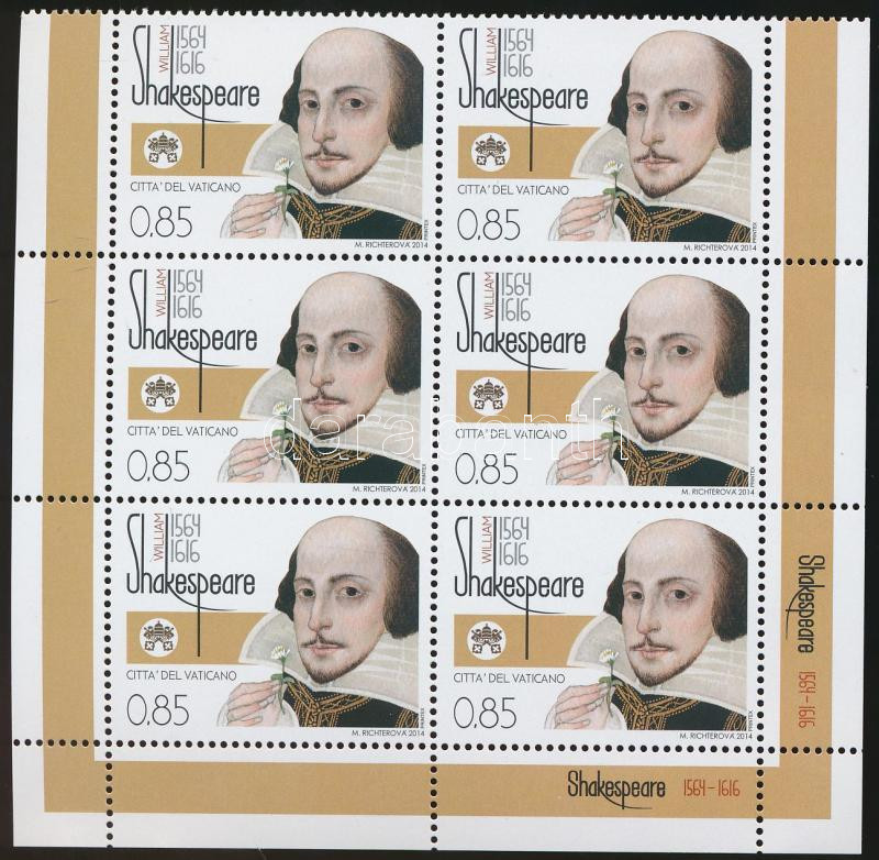 Shakespeare corner block of 6, Shakespeare születésének 450. évfordulója ívsarki 6-os tömb